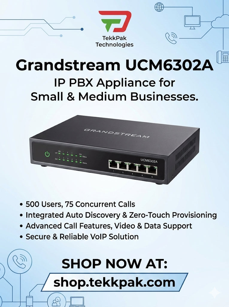 Grandstream UCM6302A IP PBX (Audio Series) – 500 Users & No Licensing Fees