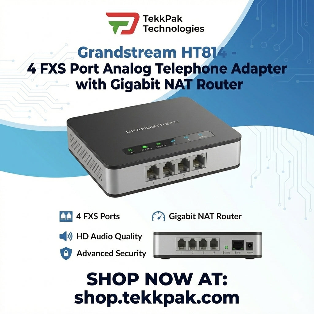 Grandstream HT814 | 4-Port FXS Analog Telephone Adapter (ATA) with Gigabit Router